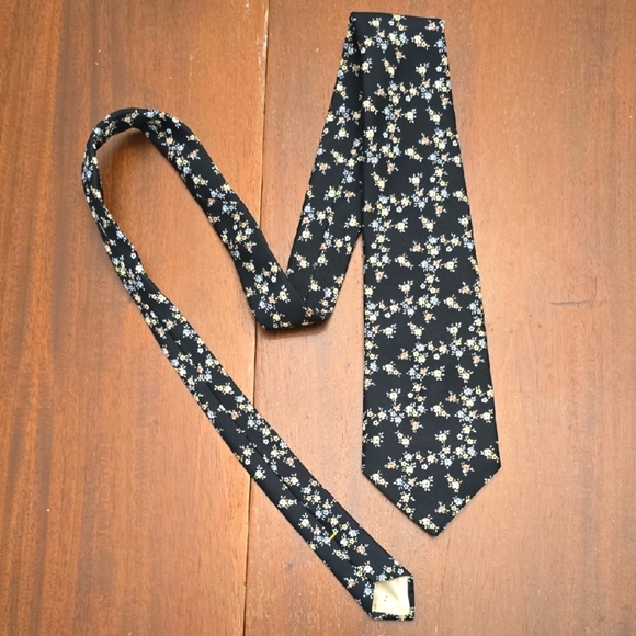 DON LOPER Floral Black Tie 56" - Picture 1 of 3